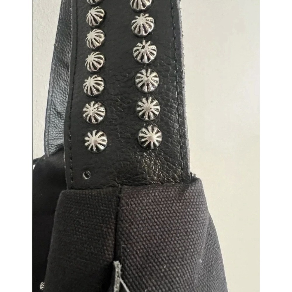 Raviani Black Fringe‎ Hand Bag American Original Bronco Logo Studded 19" - Picture 6 of 7